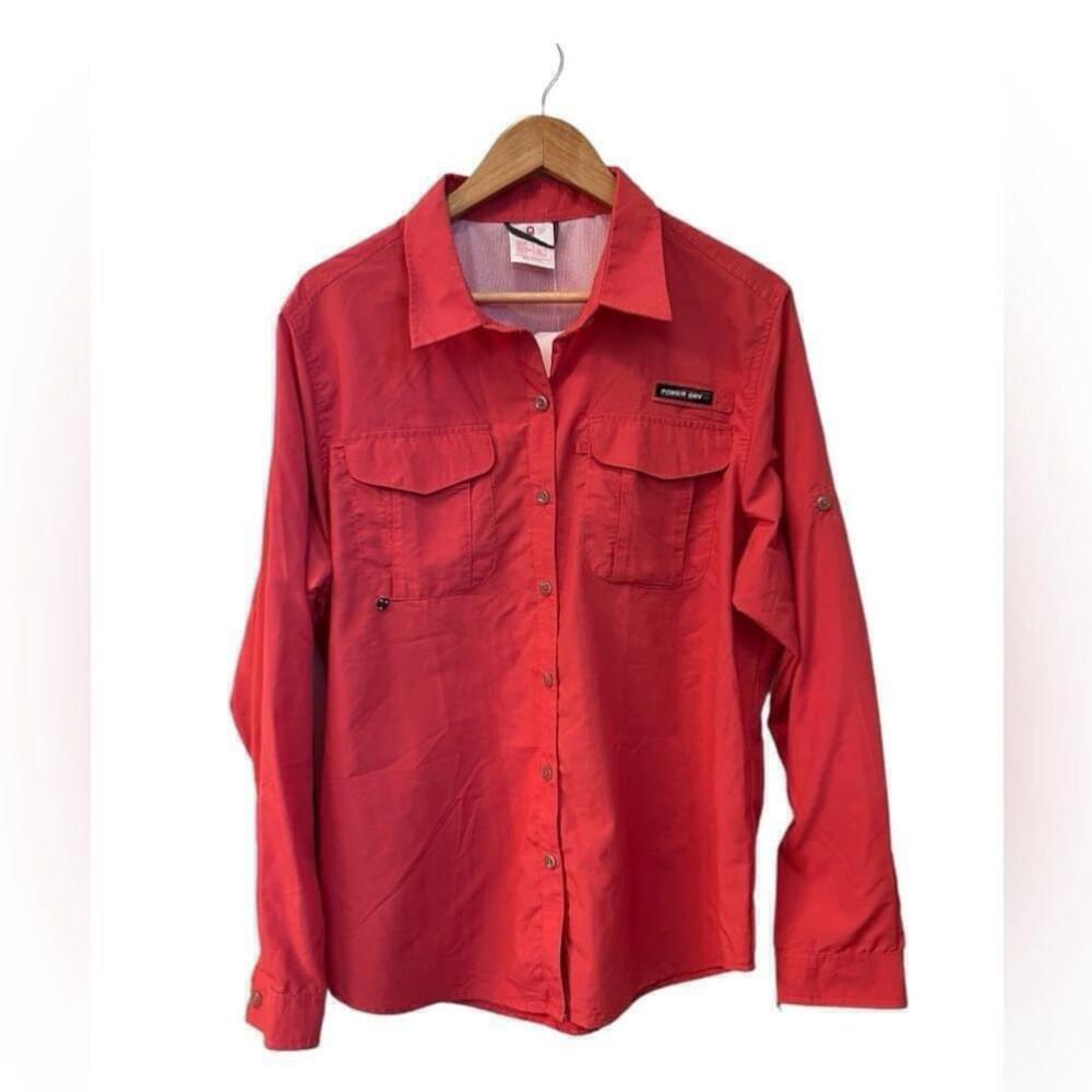 NWT Little Donkey Andy Vented UV Protectant Button Down Shirt- Size Large- Coral